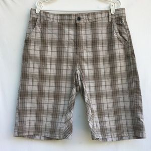 Prana Tan Plaid Casual 5 Pocket Mens Shorts Sz 36